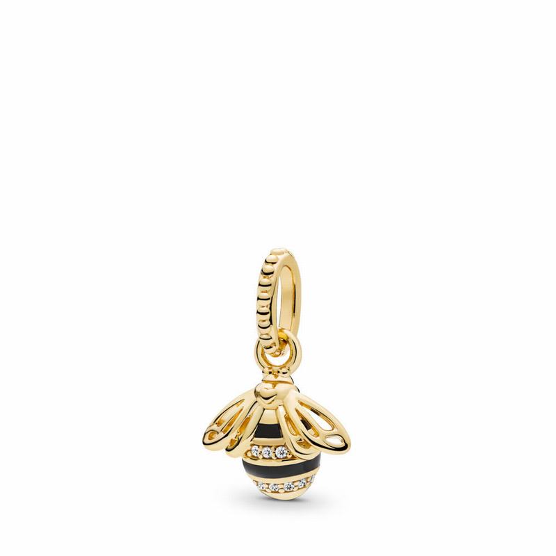 Pandora Shine™ Queen Bee Pendant - 18ct Gold Plated/Enamel/Black/Cubic Zirconia - Canada | OI4792IP